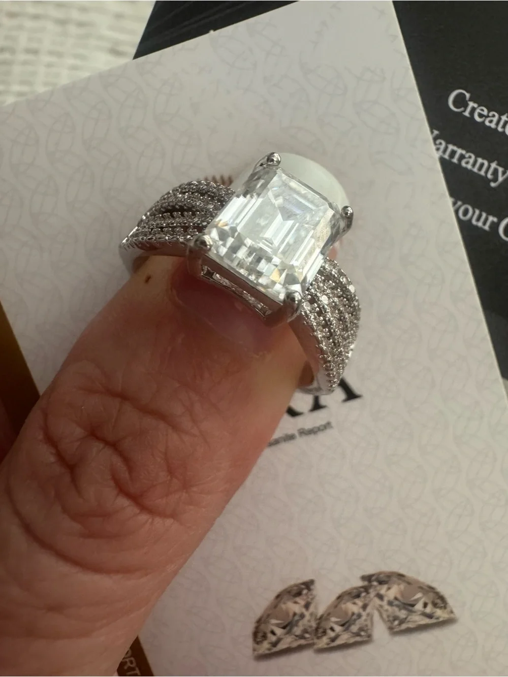 4ct Emerald Cut Moissanite Ring - Size 9